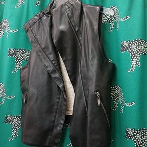 Vintage leather vest with zippers